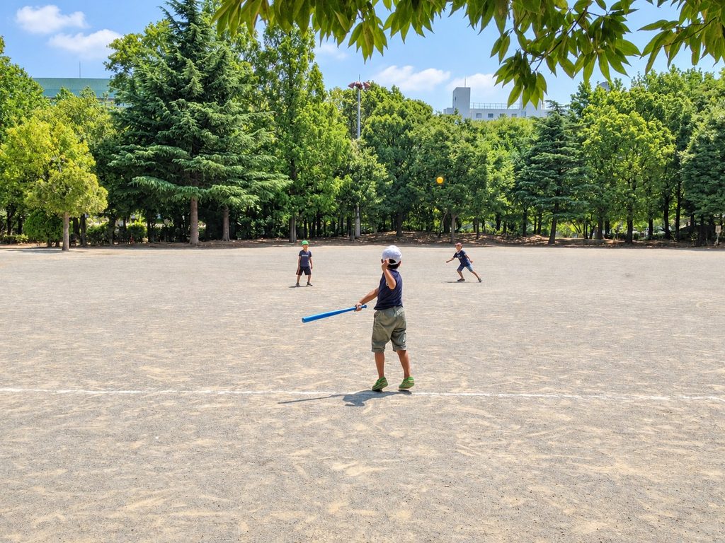 放課後に公園で友達と外遊びをする子どもたち